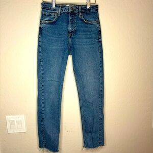 ZARA Jeans Womens 4 Blue Slim Fit Hi-Rise High Rise 90s Straight Leg Cropped